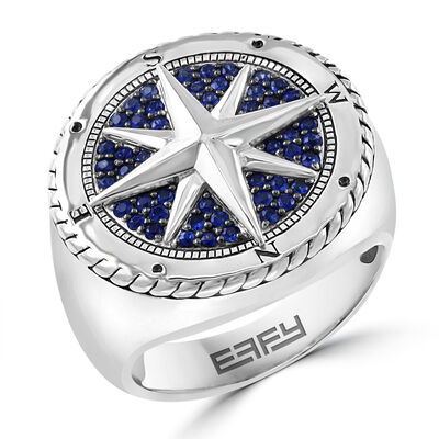 EFFY Men's Sapphire Compass Ring in Sterling Silver
